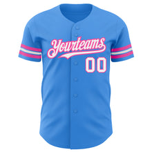 Загрузить изображение в средство просмотра галереи, Custom Electric Blue White-Pink Authentic Baseball Jersey