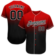 Загрузить изображение в средство просмотра галереи, Custom Red Black-White Authentic Fade Fashion Baseball Jersey