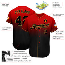 Load image into Gallery viewer, Custom Red Black-Old Gold Authentic Fade Fashion Baseball Jersey