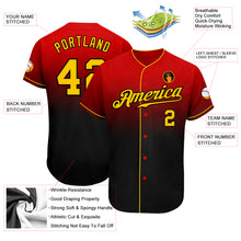 Load image into Gallery viewer, Custom Red Gold-Black Authentic Fade Fashion Baseball Jersey