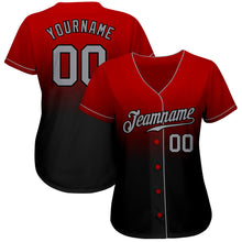 Load image into Gallery viewer, Custom Red Gray-Black Authentic Fade Fashion Baseball Jersey
