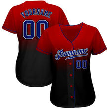 Load image into Gallery viewer, Custom Red Royal-Black Authentic Fade Fashion Baseball Jersey