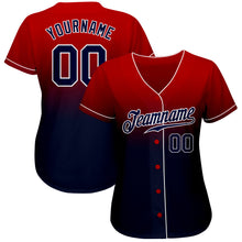 Load image into Gallery viewer, Custom Red Navy-White Authentic Fade Fashion Baseball Jersey