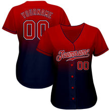 Load image into Gallery viewer, Custom Navy Red-White Authentic Fade Fashion Baseball Jersey