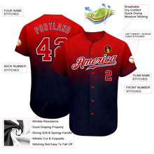 Load image into Gallery viewer, Custom Navy Red-White Authentic Fade Fashion Baseball Jersey