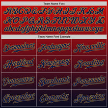 Load image into Gallery viewer, Custom Red Navy-Old Gold Authentic Fade Fashion Baseball Jersey
