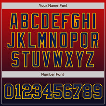 Load image into Gallery viewer, Custom Red Navy-Gold Authentic Fade Fashion Baseball Jersey