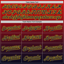 Load image into Gallery viewer, Custom Red Navy-Gold Authentic Fade Fashion Baseball Jersey