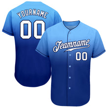 Load image into Gallery viewer, Custom Light Blue White-Royal Authentic Fade Fashion Baseball Jersey