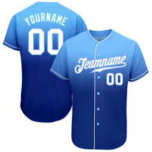 Load image into Gallery viewer, Custom Light Blue White-Royal Authentic Fade Fashion Baseball Jersey
