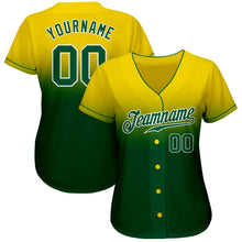 Загрузить изображение в средство просмотра галереи, Custom Yellow Kelly Green-White Authentic Fade Fashion Baseball Jersey