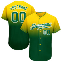 Загрузить изображение в средство просмотра галереи, Custom Yellow Kelly Green-White Authentic Fade Fashion Baseball Jersey