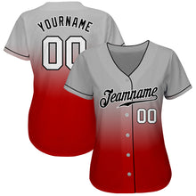 Laden Sie das Bild in den Galerie-Viewer, Custom Gray White-Red Authentic Fade Fashion Baseball Jersey