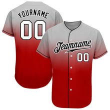Laden Sie das Bild in den Galerie-Viewer, Custom Gray White-Red Authentic Fade Fashion Baseball Jersey