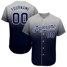 Загрузить изображение в средство просмотра галереи, Custom Gray Navy-White Authentic Fade Fashion Baseball Jersey