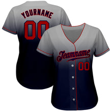 Загрузить изображение в средство просмотра галереи, Custom Gray Red-Navy Authentic Fade Fashion Baseball Jersey
