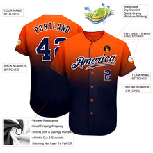 Load image into Gallery viewer, Custom Orange Navy-White Authentic Fade Fashion Baseball Jersey