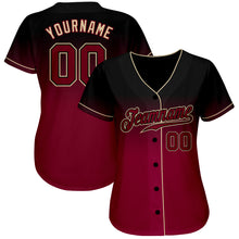 Load image into Gallery viewer, Custom Black Crimson-Cream Authentic Fade Fashion Baseball Jersey