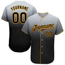 Загрузить изображение в средство просмотра галереи, Custom Gray Black-Gold Authentic Fade Fashion Baseball Jersey