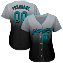 Загрузить изображение в средство просмотра галереи, Custom Gray Teal-Black Authentic Fade Fashion Baseball Jersey