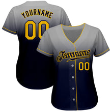 Загрузить изображение в средство просмотра галереи, Custom Gray Gold-Navy Authentic Fade Fashion Baseball Jersey