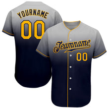 Загрузить изображение в средство просмотра галереи, Custom Gray Gold-Navy Authentic Fade Fashion Baseball Jersey