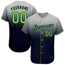 Загрузить изображение в средство просмотра галереи, Custom Gray Neon Green-Navy Authentic Fade Fashion Baseball Jersey