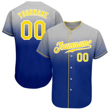 Загрузить изображение в средство просмотра галереи, Custom Gray Gold-Royal Authentic Fade Fashion Baseball Jersey