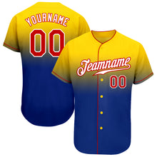 Загрузить изображение в средство просмотра галереи, Custom Yellow Red-Royal Authentic Fade Fashion Baseball Jersey