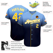 Charger l'image dans la galerie, Custom Light Blue Gold-Navy Authentic Fade Fashion Baseball Jersey