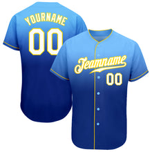 Load image into Gallery viewer, Custom Light Blue White-Royal Authentic Fade Fashion Baseball Jersey