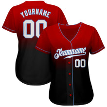 Load image into Gallery viewer, Custom Red White-Black Authentic Fade Fashion Baseball Jersey