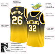 Load image into Gallery viewer, Custom Black White-Gold Authentic Fade Fashion Basketball Jersey
