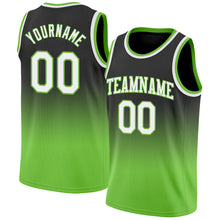Laden Sie das Bild in den Galerie-Viewer, Custom Black White-Neon Green Authentic Fade Fashion Basketball Jersey