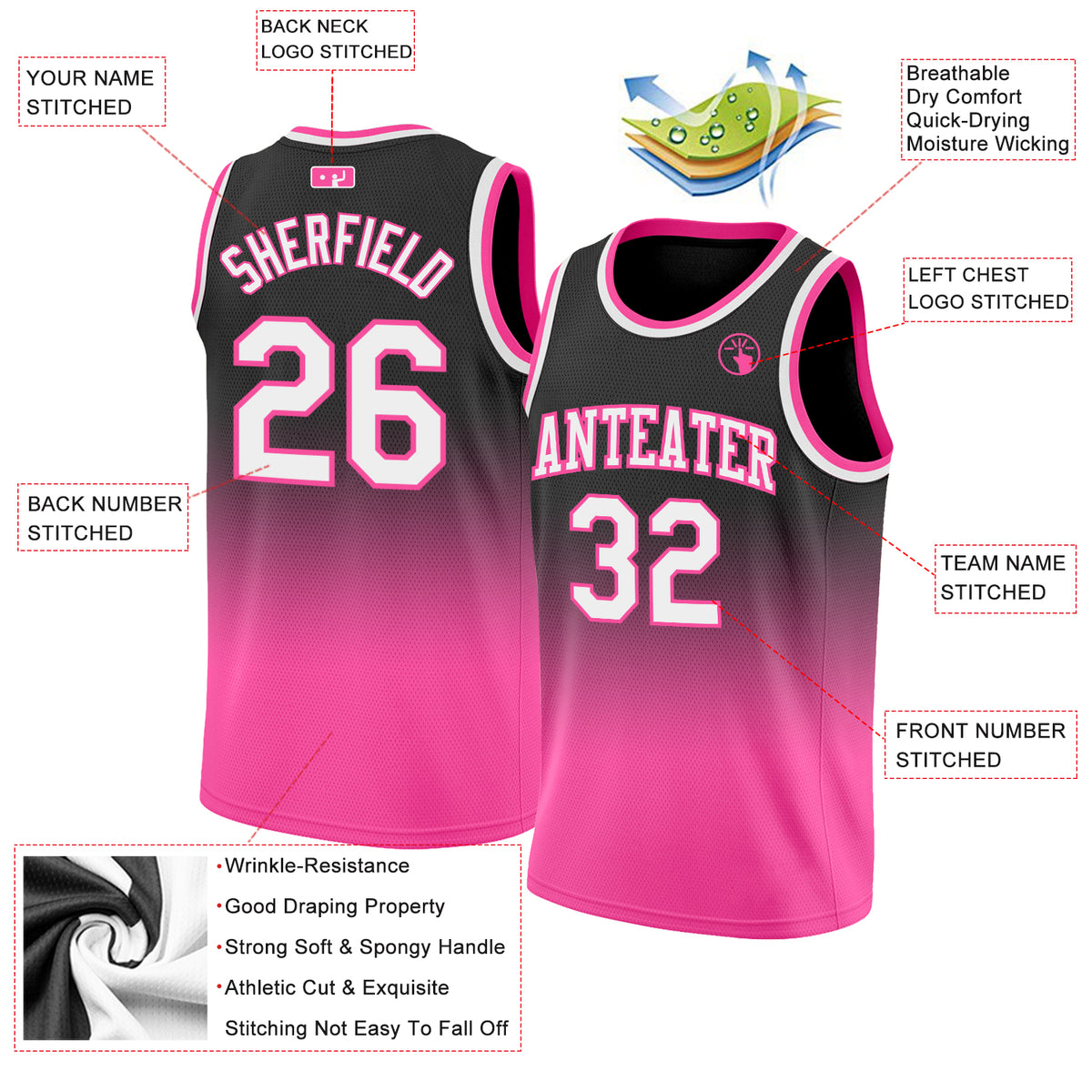 jersey design pink and black