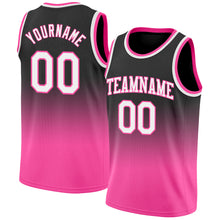 Laden Sie das Bild in den Galerie-Viewer, Custom Black White-Pink Authentic Fade Fashion Basketball Jersey