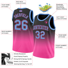 Charger l'image dans la galerie, Custom Black Light Blue-Pink Authentic Fade Fashion Basketball Jersey