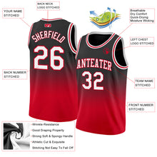 Load image into Gallery viewer, Custom Black White-Red Authentic Fade Fashion Basketball Jersey