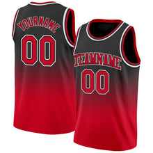 Load image into Gallery viewer, Custom Black Red-White Authentic Fade Fashion Basketball Jersey