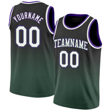 Laden Sie das Bild in den Galerie-Viewer, Custom Black White-Green Authentic Fade Fashion Basketball Jersey