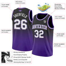 Charger l'image dans la galerie, Custom Black White-Purple Authentic Fade Fashion Basketball Jersey