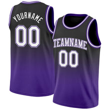 Charger l'image dans la galerie, Custom Black White-Purple Authentic Fade Fashion Basketball Jersey