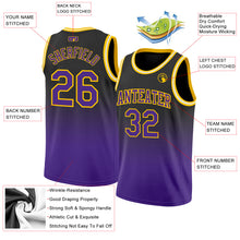 Load image into Gallery viewer, Custom Black Purple-Gold Authentic Fade Fashion Basketball Jersey