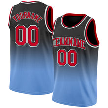 Charger l'image dans la galerie, Custom Black Red-Light Blue Authentic Fade Fashion Basketball Jersey
