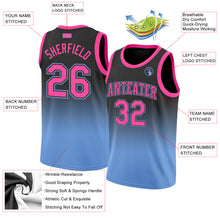 Load image into Gallery viewer, Custom Black Pink-Light Blue Authentic Fade Fashion Basketball Jersey