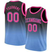 Load image into Gallery viewer, Custom Black Pink-Light Blue Authentic Fade Fashion Basketball Jersey