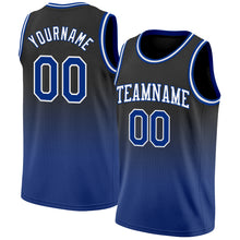 Load image into Gallery viewer, Custom Black Royal-White Authentic Fade Fashion Basketball Jersey