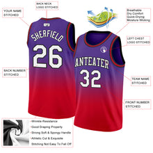 Load image into Gallery viewer, Custom Purple White-Red Authentic Fade Fashion Basketball Jersey