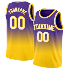 Загрузить изображение в средство просмотра галереи, Custom Purple White-Gold Authentic Fade Fashion Basketball Jersey