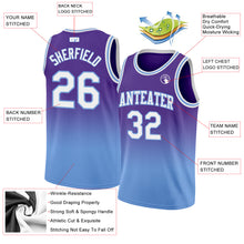 Load image into Gallery viewer, Custom Purple White-Light Blue Authentic Fade Fashion Basketball Jersey